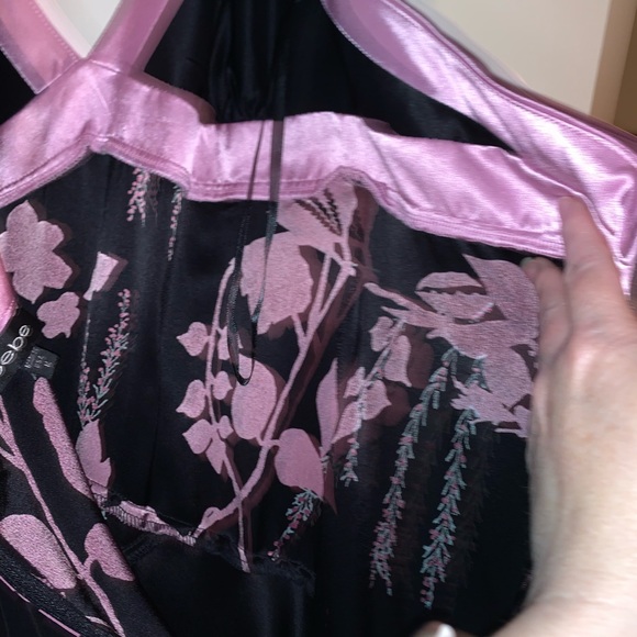 Bebe Asymmetrical Black Floral Dress M - Picture 12 of 14